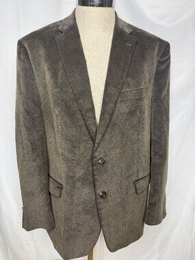 Chaps Mens Corduroy Blazer Jacket 46R Olive Green Elbow Patch Academic Preppy